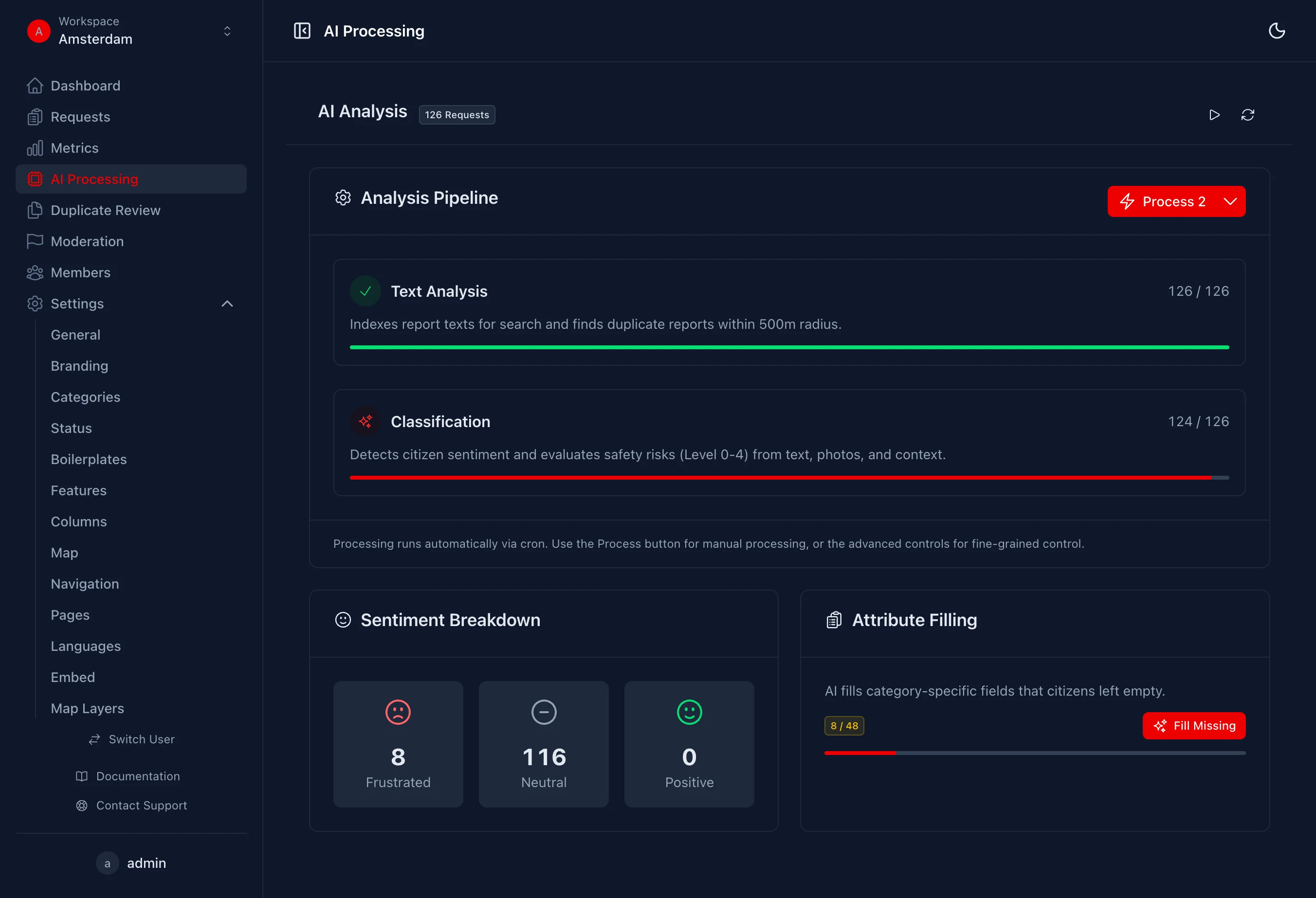 KI-Dashboard mit Sentiment-Auswertung und Attribut-Befüllung